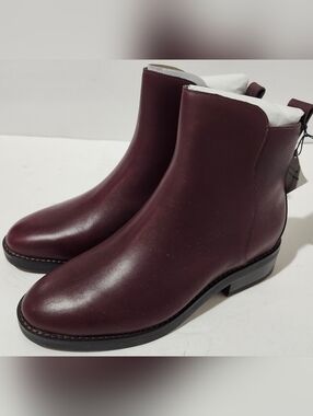 Cole Haan Women's Burgundy Leather Ankle Boots
